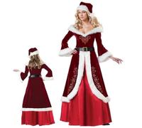 Hperu 3 pièces/ensemble Costume de Mme Noël pour femmes adultes, robe de Noël avec chapeau, ceinture et jupe pour fête et cosplay, tenue fête taille xxl