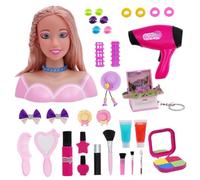 Hperu 33 pièces poupée à tête coiffante pour Enfants, avec Accessoires de sèche-Cheveux, Ensemble de Jeu Simulation Maquillage Luxe, Jouet Coiffure poupée à tête coiffante pour Filles, Jeu