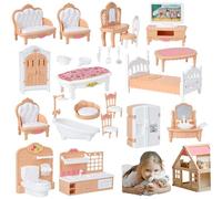 Hperu 4 Ensembles de Meubles de Maison poupée Ensemble Meubles Maison poupée réaliste Accessoires Miniature pour Enfants Chambre Salle Bain Bricolage Jeu Simulation
