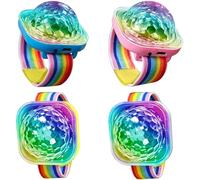 Hperu 4pcs Disco Ball Lampe, Portable Mini Disco Ball Light Light Cartable avec Sucker & Strap, Rechargeable et Contrôle de la Voix Bracelets Up, pour la Chambre, la Danse, la fête
