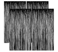 Hperu 4pcs foile Rideaux Franges 3.3x8.2Ft Brillant Tinsel Fond décoratif Tinsel Rideau pour l'anniversaire, Baby Shower, Mariage, fête d'halloween, Fond