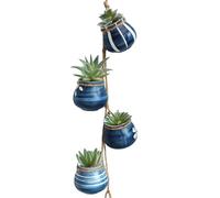 Hperu 4pcs Pots de Fleurs Suspendus en céramique - planteurs Succulents décoratifs pour Jardin, Mur de Maison, paniers Suspension créatifs pour Une Utilisation en Plein air intérieure