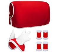 Hperu 6 pièces/ensemble d'accessoires de cheval de Noël comprenant 4 enveloppes jambes cheval, un chapeau et une cape en bois cerf, des fournitures costumes Noël doux pour les défilés f