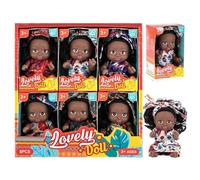 Hperu 6 pièces poupées Noires de 4 Pouces, Mini poupées réalistes avec articulations Mobiles pour Enfants Filles-Mini américain