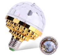 Hperu Ampoule Disco dorée 6W, boule Disco rotative colorée à Led pour fournitures de fête et ampoule de décoration magique