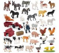 Hperu Animaux de la Ferme 34 pièces Figurines réalistes de Tracteur bétail Ferme, Ensemble Jeu éducatif d'apprentissage, Figurines en résine pour Tout-Petits, Cadeaux pour Enfants