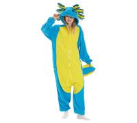 Hperu Axolotl Combinaison à capuche Axolotl Costume mignon Robe douce et moelleuse pour adulte Animal Peignoir Ensembles de vêtements de détente pour femme Halloween S - Onesie Cute Robe