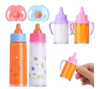 Hperu Biberons Jouets pour poupées, Ensemble de 6 biberons simulés avec tétines et Lait ou jus Qui disparaissent, Accessoires de poupée Jeu et pour Enfants