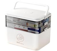 Hperu Boîte de Premiers Soins, boîte de Rangement de médecine Boîte de Rangement de Premiers Soins en Plastique à 3 Niveaux avec Hnadle et Double Plate