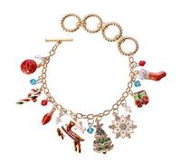 Hperu Bracelet d'arbre de noël réglable flocon de neige bonhomme neige pendentif d'arbre noël ornements chaîne poignet bijoux-bracelet