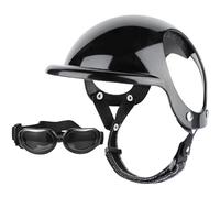 Hperu Casque de Chien et Lunettes 2pcs / Ensemble Strap de Menton réglable Casque de Chien avec Un Trou d'oreille élégant décoratif élégant Goggles Fournitures de pour Animaux de Compagnie