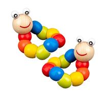 Hperu Caterpillar Fidget Toy, 2 pièces 7, 9 Pouces en Bois Caterpillar Fidget Toy Tummy Time, Mignons Jouets rampants colorés, Jouets de développement pour bébé pour garçons et Filles