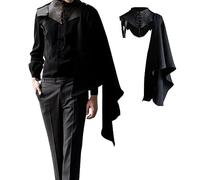 Hperu Châle médiéval pour hommes Steampunk haussement d'épaules Cape à lacets châle Cosplay Costume de fête déguisement pour adultes M - Cape Renaissance, d'épaule