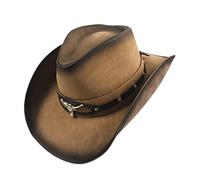 Hperu Chapeau de Cowboy pour Homme et Femme, Protection Solaire à Large Bord en Cuir pour Voyage, randonnée, pêche, Plage, 55, 9 à 60 cm - Chapeau de Cowboy pour Homme