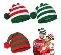 Hperu Chapeau de noël 3 pièces chapeau de père noël hiver tricoté doux unisexe casquette crâne pour adulte Costume Ski fête-chapeaux fête