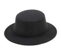 Hperu Chapeau Fedora pour Femmes et Hommes, Chapeau Panama Classique de Style Britannique Vintage avec Dessus Plat à Large Bord, Gentleman de Campagne Chaud pour Le Printemps et l'automne, Feutre