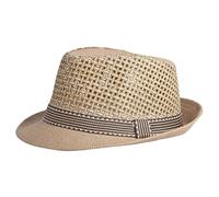 Hperu Chapeaux de Fedora de Paille pour Hommes, Chapeau cubain Chapeaux Fedora de Paille structurés Respirants avec Une Doublure absorbante de Sueur