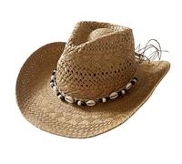 Hperu Chapeaux de Paille pour Hommes, Paille Cowboy Chapeau de Soleil Protection du Soleil