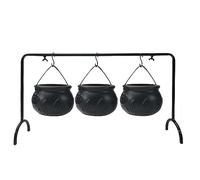 Hperu Chaudron de Sorcières Ensemble de 3 Mini Chaudron sur Support Sorcières en Plastique Seau Bol Bonbons d'Halloween pour la Décoration Fête d'Halloween