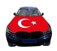 Hperu Couverture de Capot de Voiture avec Drapeau Turc, bannière décorative Capot Moteur 47, 24x59, 06 Pouces pour Les Festivals, Drapeau Rouge la Turquie avec étoile Blanche et Lune