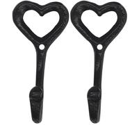 Hperu Crochets muraux décoratifs 2 pièces patères en fonte coeur pour bain cuisine garage écharpe casquette tasse chapeau sac à main robes - décor de coeur d'amour