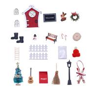 Hperu Décorations de Noël pour Maison de poupée 24 pièces Ensemble Bricolage Miniature Simulation Porte féerique sur Le thème Noël Meubles Dessin animé Mignon - Décorations pour Maison p