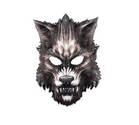 Hperu Demi-masque de loup EVA, masque d'animal de loup-garou d'horreur effrayant pour costume 'Halloween, cosplay et fête masquée, 'Halloween