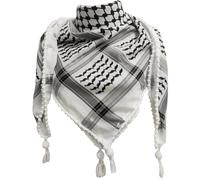 Hperu Écharpe palestinienne, 48x48'' Keffiyeh Palestine Authentique Écharpe Shemagh en coton - Foulard palestinien unisexe avec pompon, et blanc