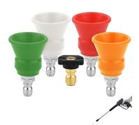 Hperu Ensemble de 5 Embouts pour Nettoyeur Haute Pression, Buses à Code Couleur 0° 15° 25° 40°, connecteurs métalliques pour Le Lavage de Voiture, Le Nettoyage la Maison et l'extérieur, Accessoires