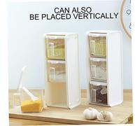 Hperu Ensemble de boîtes de rangement d'épices transparentes 3 pièces avec couvercles et poignée cuillère intégrée, conteneurs organisateurs condiments, conteneurs à épices avec cuillère