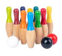 Hperu Ensemble de Bowling en Bois pour Enfants - Jeu interactif pour Les Tout-Petits de 2 à 5 Ans, Couleur Arc-en-Ciel, 3, 7 LB, Assortis