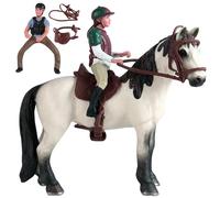 Hperu Ensemble de Chevaux Jouets, Cheval et Cavalier avec Figurines de Cheval d'équitation détachables, Figurines Ferme modèles pour décorations Club, Jouets éducatifs en Plastique pour Enfants et