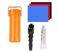 Hperu Ensemble de Colle de réparations, kit de réparation de Bateau Gonflable PVC Patch Glue Wrench Backet Set Set Pincture