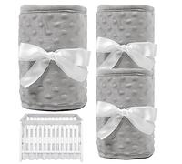 Hperu Ensemble de Housses de Rail Berceau Grises, 3 pièces, 128x18 cm/68x18 cm, enveloppe Protection des Dents sûre pour Berceau Standard, protège des Marques morsures et dommages