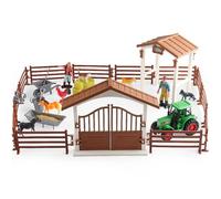 Hperu Ensemble de Jouets de Ferme avec pièces Amovibles, scène agricole Authentique, Loisirs éducatifs, Ensemble Jeu d'animaux pour Enfants, Ferme d'animaux