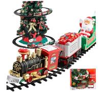 Hperu Ensemble de Train de Noël électrique avec Sons et lumière, Jouets Train interactifs éducatifs pour Enfants, Cadeaux Noël et du Nouvel an - Ensemble d'arbre Autour l'arbre
