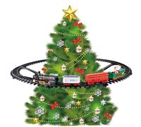 Hperu Ensemble de Train de noël, lumière et Son, Train d'arbre noël Festif, électrique Amusant pour garçons et Filles, Cadeaux, sans Arbre