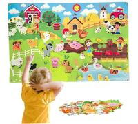 Hperu Ensemble d'histoires en Feutre, Tableau en Feutre d'animaux de la Ferme pour Les Tout-Petits, activité Murale Suspendue Interactive, 41x30 Pouces