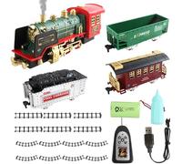 Hperu Ensembles de Train de noël 22 pièces, télécommande électrique, Vapeur avec Son léger, 3 Cadeaux Simulation Chariot pour Enfants, Ensemble Train