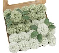 Hperu Fleurs artificielles Vertes, 25 pièces de Fleurs artificielles réalistes Vert Sauge avec Tige - pour Bouquets de Mariage, Arrangements centres Table, décorations Maison fête