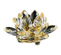 Hperu Fleurs en Verre, 2, 36 Pouces, Fleur de Lotus en Cristal Scintillant, Fleurs décoratives en Verre Jaune, décoration créative Feng Shui pour la Maison, l'anniversaire et Le Mariage