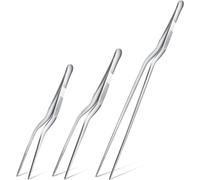 Hperu Force du Genou 3 pièces en Acier Inoxydable Précision Pontons de Cuisine Offset Cooking Tweezers Placing Food Twezers Metal Culinary Tongs Clamp Tip Tweezers Tongs pour la décoration de gât