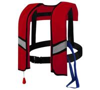 Hperu Gilet de Sauvetage Gonflable Automatique 150N pour Adultes, Gilet de Sauvetage en Nylon avec Boucle réglable, Bandes réfléchissantes et sifflet, Tuyau supplémentaire, Rouge (sans Bouteille gaz)