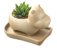 Hperu House Hippo Mini Pots de Plantes de Simulation Mignons avec Base en céramique Facile à Nettoyer pour la décoration intérieure Plantes Bureau à Domicile - House Hippo