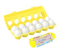 Hperu Jouet œuf, 12 pièces, œufs de pâques Assortis, Jouets éducatifs, Ensemble d'apprentissage de Reconnaissance des Couleurs et des Formes pour Les Tout-Petits, œufs Assortis
