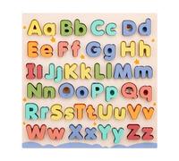 Hperu Jouets de l'alphabet, Tableau de Lettres l'alphabet en Bois avec 26 Blocs majuscules et minuscules, Jouets éducatifs pour Les Tout-Petits âgés 3 Ans et Plus