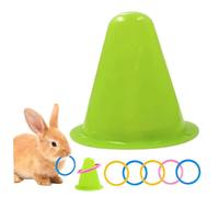 Hperu Jouets de Lapin, Jouets éducatifs interactifs avec Seau Triangulaire et 5 Anneaux, Anneaux de Couleur empilables pour libérer l'ennui, résoudre des Puzzles - Lapin
