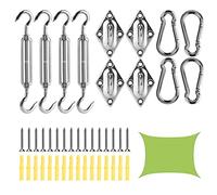 Hperu Kit de Fixation de Voile d'ombrage en Acier Inoxydable - Ensemble Complet Fixation d'auvent et Accessoires quincaillerie. Kit Voile 'ombrage.