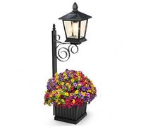 Hperu Lampadaire Solaire 2 en 1 - Jardinière de Jardin étanche IP65, Support Mural ou Support au Sol, (Fleurs Non incluses)