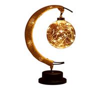 Hperu Lampe de lune LED avec support alimenté par batterie, veilleuse décorative suspendue, lampes lunaires enchantées pour chambre à coucher, chevet, sans batterie, blanc chaud - Lumière demi-lune